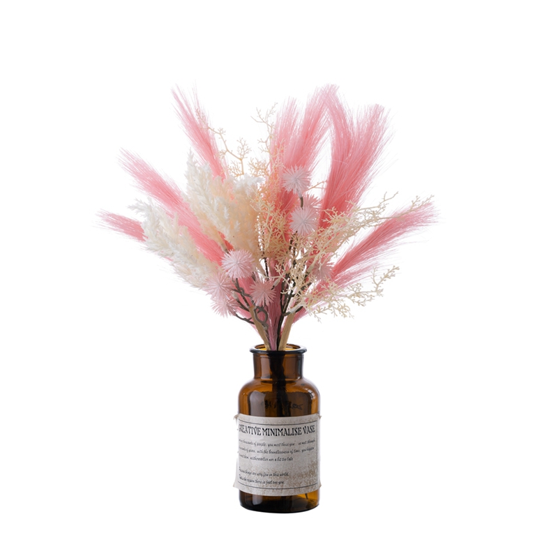 CF01326 លក់ក្តៅ សូត្រសិប្បនិម្មិត Pampas ស្មៅបាល់ផ្លាស្ទិច Chrysanthemum Astilbe ជាមួយបាច់ផ្កាសម្រាប់កូនក្រមុំ ភួងដេកូ