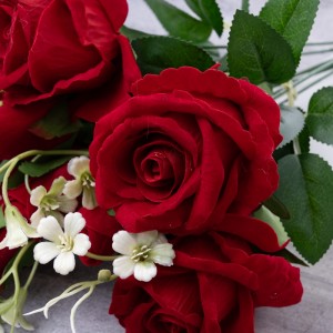 CL86503 Bouquet tal-Fjura Artifiċjali Rose Bejgħ bl-ingrossa ta 'Centropieces tat-tieġ