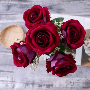 CL86504 कृत्रिम फूलको गुच्छा गुलाब तातो बेच्ने बगैचा विवाह सजावट