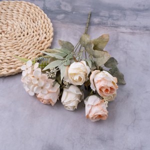 CL10504 Букет од вештачко цвеќе роза жешка продажба на украсни цвеќиња и растенија