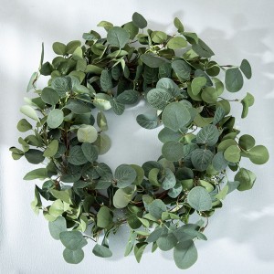 MW61666 Apple Leaf Eucalyptus Garland Artificial Flower Plant Green Wreath for Party Wedding Home Wall Background Decoration