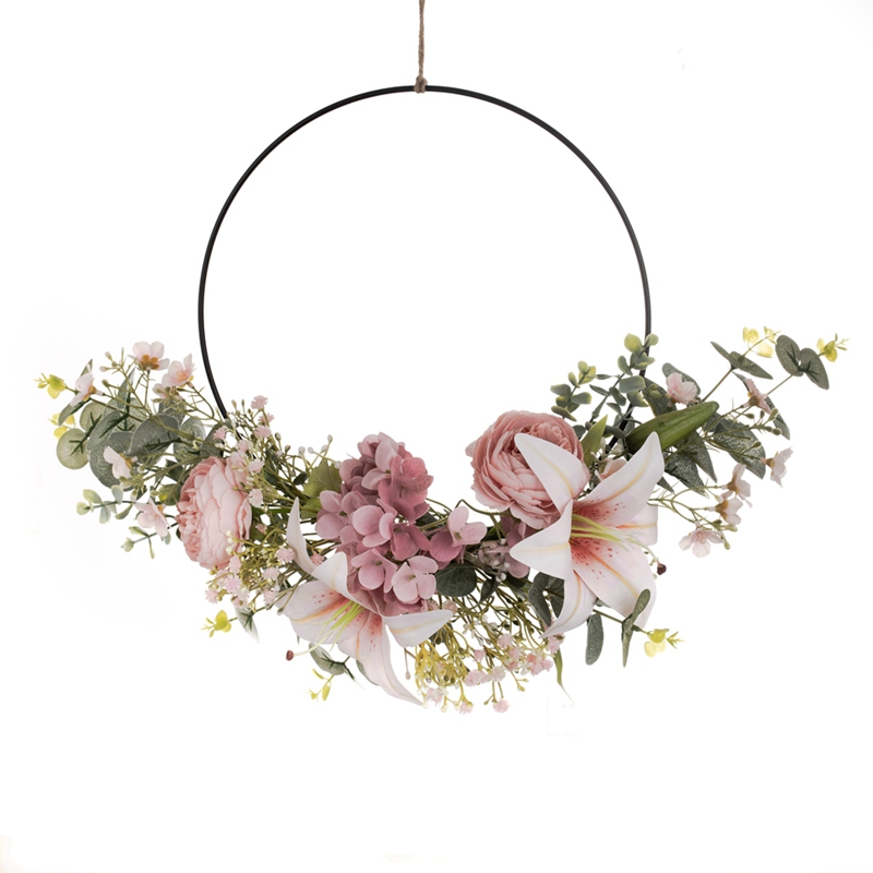 CF01089 ທຽມ Lily ຊາ Rose Wreath ການອອກແບບໃຫມ່ດອກໄມ້ພື້ນຫລັງ