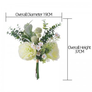 CF01177 ช่อดอกไม้ประดิษฐ์ดอกโบตั๋นดีไซน์ใหม่ของขวัญวันวาเลนไทน์ช่อดอกไม้เจ้าสาวตกแต่งงานปาร์ตี้
