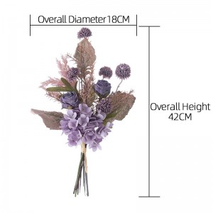CF01204 New Design Artificial Rose Dandelion Hydrangea Bouquet for Garden Wedding Decoration