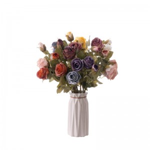 MW66008 Umetna svilena roža, jesen, 2 glavi, 1 popek, veja vrtnice za DIY poročni šopek, osrednji del mize, domači dekor