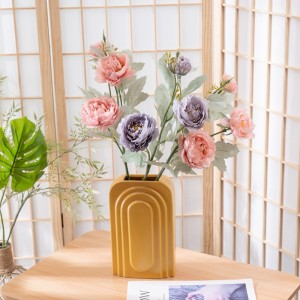 MW64234 Large Silk Artificial Pink Peony Arrangement Three Flowers Bridal Wedding Flower Bouquet