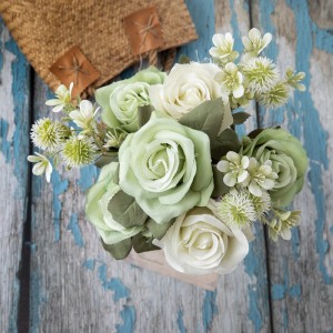 DY1-4598 Букет од вештачко цвеќе во роза Реалистични свадбени централи