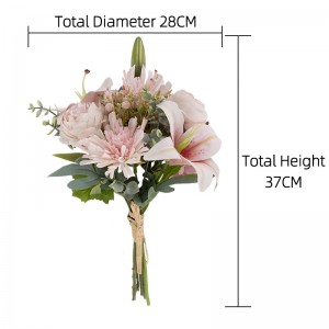 CF01088 Artifiċjali Ġilju Lotus Hydrangea Chrysanthemum Bukkett Disinn Ġdid Bukkett Bridal