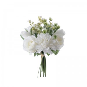 DY1-4552 Bouquet flè atifisyèl Rose reyalis dekoratif flè ak plant yo