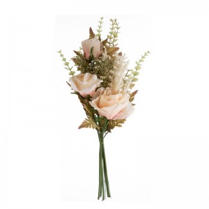 DY1-5304 Bouquet flè atifisyèl Rose meyè kalite fèt dekorasyon