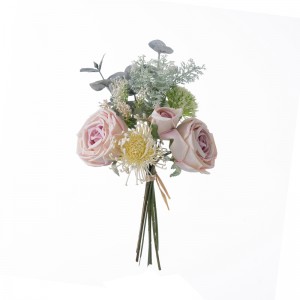 DY1-6621 Bouquet flè atifisyèl Rose reyalis flè dekoratif