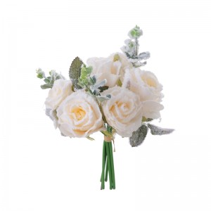 MW12503 Flower Artificial Bouquet Rose Haƙiƙanin furannin siliki