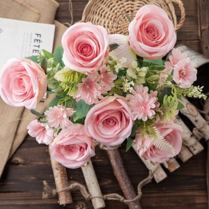 MW55728 Buquê de flores artificiais rosa flores decorativas de venda quente
