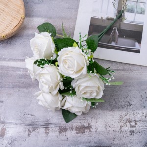 CL86502 Букет роза од вештачко цвеќе Фабрика за директна продажба Свилени цвеќиња
