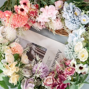 MW95001 Šopek iz umetnega cvetja iz blaga, šop vrtnice in regrata za domačo zabavo, poročna dekoracija