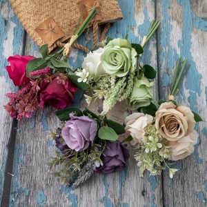 Bouquet de roses artificielles DY1-4550, décoration populaire de jardin et de mariage