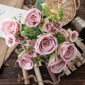 Flor decorativa vendedora caliente de Rose del ramo de la flor artificial MW55728