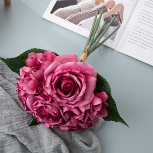 CL04514 Kunstig blomsterbukett Rose Hot Selger Bryllup Centerpieces
