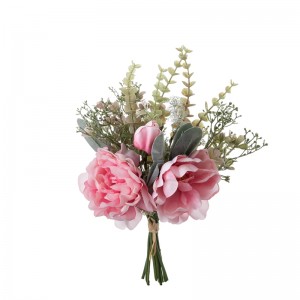 DY1-3834 Bouquet flè atifisyèl pivwan flè dekoratif reyalis ak plant yo