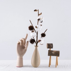 MW61180 Bulk INS Style 4 Branches Natural White Cotton Ball Flower Stem For Home Decor