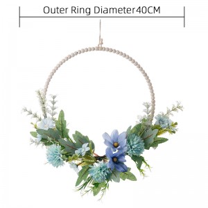 CF01311 Suppliers ຂາຍສົ່ງພາກຮຽນ spring Summer ທຽມບານ Chrysanthemum ປ່າທໍາມະຊາດດອກເຄິ່ງຫນຶ່ງ wreath ມີລູກປັດສໍາລັບເຮືອນ Wedding Deco