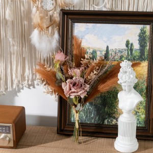 Cf01674 combinação de peça central de casamento pampas de seda artificial tecido colorido de outono pacote de rosa seca para decoração de casa