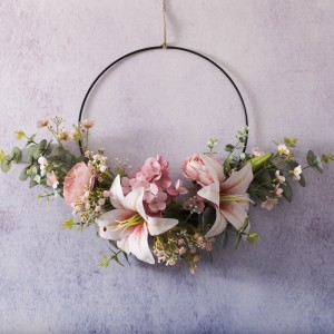 CF01089 Artificial Lily Tea Rose Wreath New Design Flower Wall Backdrop