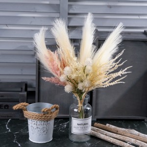 CF01322 Bûkê Bûkê Kulîlk Row Plant Decoration Custom Wholesale Artificial Silk Pampas Plastic Ball Chrysanthemum