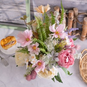 CF01333 Buatan Peony Forsythia Bouquet Vintage Sutra Bunga Karangan Bunga Pernikahan Musim Semi Karangan Bunga untuk Dekorasi Kantor Rumah