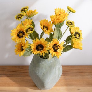 DY1-2185 3 Heads Yellow Flores Artificial Flower Silk Sunflower Wedding Decoration