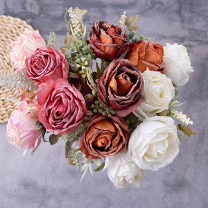 CL10502 זר פרחים מלאכותיים ורד במפעל מכירה ישירה מתנת יום האהבה