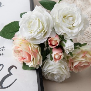 DY1-2564 Buqetë me lule artificiale Trëndafila Qendër realiste për dasma