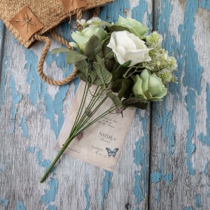 DY1-4598 Букет от изкуствени цветя Роза Реалистични сватбени централни елементи