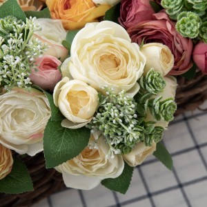 DY1-5671 कृत्रिम फूलको गुच्छा गुलाब तातो बेच्ने फूल भित्ता पृष्ठभूमि