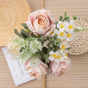 DY1-6486 Bouquet di fiori artificiali Rose Factory Vendita diretta Fornitura di matrimoniu