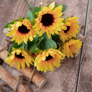 CL64503 Artificial Flower Bouquet Sunflower ຍອດນິຍົມດອກໄມ້ພື້ນຫລັງ