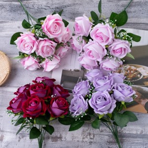CL86502 Bouquet de fleurs artificielles Rose vente directe d'usine fleurs en soie