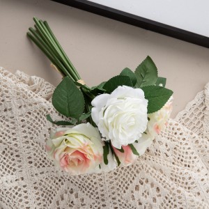 DY1-2564 ดอกไม้ประดิษฐ์ช่อดอกไม้กุหลาบงานแต่งงานที่สมจริง