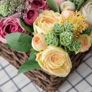 DY1-5671 Bouquet di fiori artificiali Rose Vendita calda di u fondu di u muru di fiori