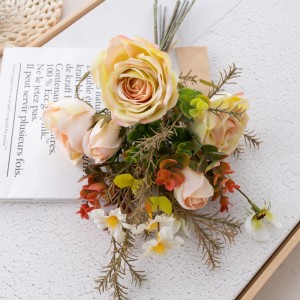 DY1-6576 Artificial Flower Bouquet Rose ຂາຍສົ່ງດອກໄມ້ປະດັບແລະພືດ