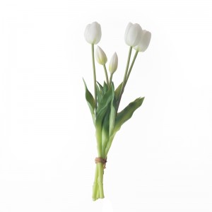 MW18507 Bouquet de tulipes de cinc caps de tacte artificial de 40 cm de longitud de nou disseny de decoració de festes