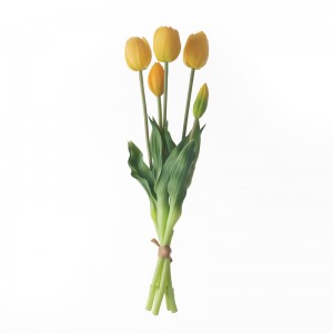 MW18507 Gukora ibihimbano nyabyo Gukora imitwe itanu ya Tulip Bouquet Uburebure bwa 40cm Imitako mishya