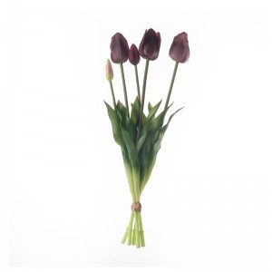 MW18508 mesterséges, ötfejű tulipáncsokor, valódi érintés, hossza 45 cm, forrón eladó dekoratív virág