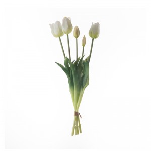 MW18508 कृत्रिम पांच सिरों वाला ट्यूलिप बंच रियल टच लंबाई 45 सेमी गर्म बिकने वाला सजावटी फूल