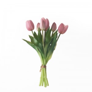 MW18509 Artificial Seven-headed Real-touch Tulip Bouquet luv qia Length 30cm Kub Muag Hniav Paj