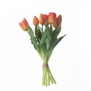 MW18509 Buket Tulip Sentuhan Nyata Berkepala Tujuh Buatan Panjang Batang Pendek 30Cm Bunga Hias Terlaris