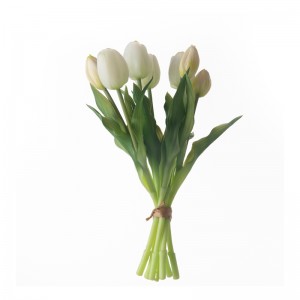 MW18509 कृत्रिम सात सिरों वाला रियल-टच ट्यूलिप गुलदस्ता, छोटे तने की लंबाई 30 सेमी, सर्वाधिक बिकने वाला सजावटी फूल