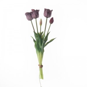 MW18511 זר טוליפ פתוח מלאכותי בעל חמישה ראשים פרחים וצמחים דקורטיביים באיכות גבוהה