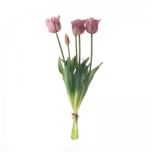 MW18511 Ramo de tulipanes abiertos artificiales de cinco cabezas, flores y plantas decorativas de alta calidad