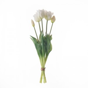 Bouquet de tulipes ouvertes artificielles à cinq têtes, fleurs et plantes décoratives de haute qualité, MW18511